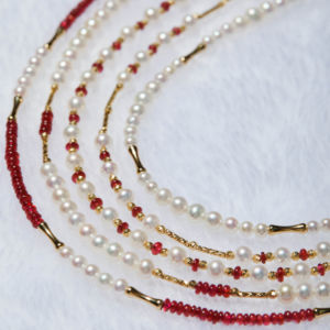 Cadena de lujo Rubí 18K Oro sólido Collar de perlas de agua dulce Gargantilla personalizada de lujo para mujeres Collar de perlas de piedras preciosas - Product Image 2