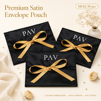 Pochette en satin personnalisée avec logo, ruban doré, nœud, sac cadeau pour bijoux, sachet cosmétique, parfum, accessoires de montre, vente en gros OEM