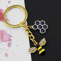 Porte-clés Abeille en Émail, Mignon Animal Insecte, Pendentif Ruche Émaillée, Couleur Or, pour Voiture et Sac, Bijou Décoratif, Cadeau