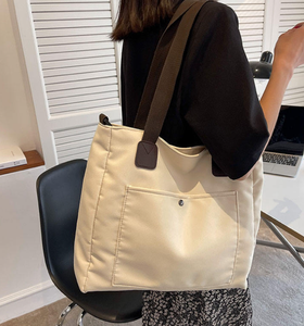 Bolsa de compras de lona de color sólido, ecológica, de gran capacidad, con logotipo personalizado, de un solo hombro y bandolera. - Product Image 6