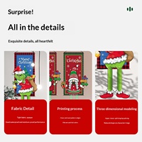 Bannière Joyeux Noël en Tissu Non Tissé, Drapeau Suspendu, Fournitures de Décoration de Fête, Fond Mural Imprimé, 4 Motifs, Vente en Gros