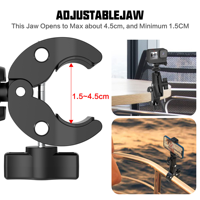 Kit de montage de caméra pour moto avec tige d'extension en fibre de carbone, pince robuste et base adhésive flexible pour GoPro Hero/Insta360/DJI