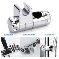 Support de pommeau de douche Salle de bain Réglable Chrome Curseur Support de pommeau de douche à main Fixations pour s'adapter à 25mm Riser Rail