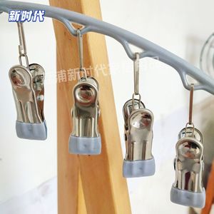 New Era 10 Clip Clothes Drying Rack Silver Gray Metal Hanging Type Sock Clips - Product Image 4