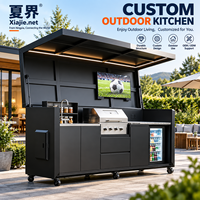 Cuisine extérieure modulaire en gros pour jardin et terrasse, poste de travail BBQ intégré pliable pour cuisine mobile commerciale et domestique