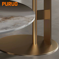Vente en gros de plateau en pierre frittée Puruo Mobilier de salon en or brossé et noir Ensemble de table à thé Table basse à usage domestique