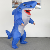 Costume gonflable géant bleu grande tête requin personnalisé Costume gonflable commercial pour adulte