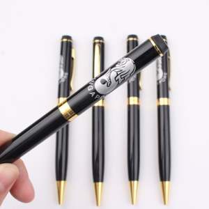 Stylo de luxe en métal noir avec clip doré, logo personnalisé, largeur d'écriture 1,0 mm - Product Image 2