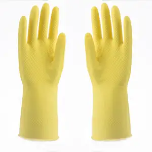 Rubber Yellow Household Gloves Beautiful and Colorful Cleaning Latex Para Fazer Luvas De Goleiro Thin Comfortable Latex 40G