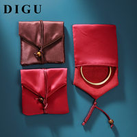 DIGU Pochettes à Bijoux de Luxe, Sacs Cadeaux à Cordon, Sacs de Rangement Doux Rouges pour Bagues, Colliers, Broches, Sacs de Voyage Organisateurs