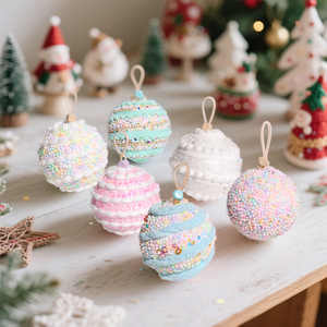 Hiện Đại Màu Macaron Giáng Sinh Bóng Polystyrene Long Lanh Đồ Trang Trí Bọt 3/Hộp 8Cm Treo Cây Bóng - Product Image 2