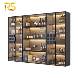 Foshan Modern Decorative Custom Wine Rack Cabinet Luxury Stainless Steel Wine Bar Cabinet For Home Bar