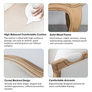 Canapé <span class=keywords><strong>Louis</strong></span> deux places en bois massif, style français <span class=keywords><strong>moderne</strong></span>, avec revêtement en tissu confortable, pour hall d'hôtel - Product Image 4
