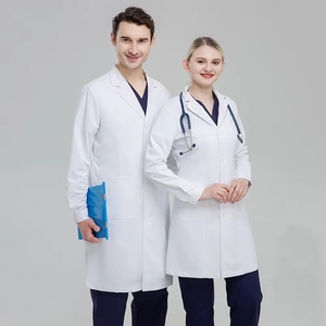 Blouse médicale unisexe de haute qualité pour hôpital, blouse de laboratoire, tenue médicale personnalisée, antistatique, en tissu peigné blanc - Product Image 6