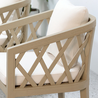Ensemble de salle à manger d'extérieur en teck moderne de luxe, durable, imperméable et résistant aux UV, table et chaises pour jardin, chambre, hôtel