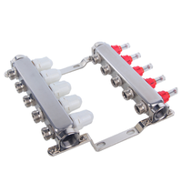 Collecteur pré-assemblé en acier inoxydable PEX avec vanne de vidange d'évent de débitmètre pour systèmes de chauffage par le sol radiant