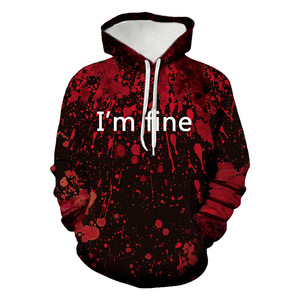 Felpa con cappuccio a stampa Fine Blood & I'm, felpa con cappuccio da uomo. Abbinata a abiti da strada tascabili di canguro, adatti per l'inverno e l'autunno. - Product Image 6