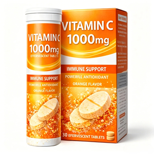 <span class=keywords><strong>Compresse</strong></span> <span class=keywords><strong>Effervescenti</strong></span> di Vitamina C 1000mg OEM per il Supporto Immunitario, Gusto Arancia, Confezione da 30 - Product Image 1