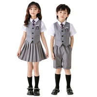 Costumes de chœur pour enfants, uniforme scolaire avec logo personnalisé et cravate, uniforme scolaire quatre pièces avec gilet gris