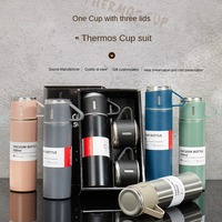 Set de Vaso de Viaje Térmico de Acero Inoxidable de 500 ml, Taza Ecológica Multicolor para Agua, Botella Termo con Tres Tapas para Compradores de Alimentos