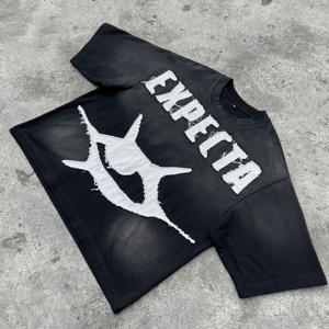 사용자 정의 <span class=keywords><strong>3XL</strong></span> 300 Gsm 빈티지 태양 퇴색 산성 워싱 디스트레스드 아플리케 패치 자수 모조 다이아몬드 대형 박시 핏 티셔츠 남성 - Product Image 3