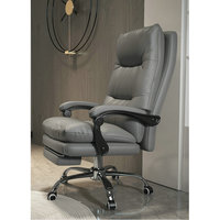 Chaise de bureau de direction en cuir PU à dossier haut, pivotante et inclinable, avec repose-pieds et appuie-tête rembourré réglable