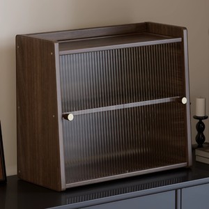 Desktop water cup and dining table storage box, dustproof solid wood storage cabinet, storage rack for coffee and tea sets, - Product Image 2