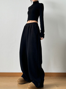 <span class=keywords><strong>Pantaloni</strong></span> da <span class=keywords><strong>Donna</strong></span> CNSHELL a Vita Alta con Interno in Pile, Larghi e Dritti, Senza Cordoncino, Oversize, Grigio - Product Image 6