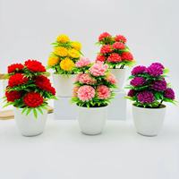 Nouvelles Fleurs Artificielles Décoratives pour la Maison : Mini Chrysanthèmes en Pot (12 Têtes) – Fausses Fleurs en Plastique pour Décoration de Bureau et d'Intérieur