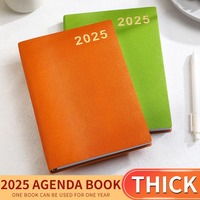 Agenda 2025 Anglais-Espagnol, planificateur quotidien et hebdomadaire sur 365 jours, format A5, couverture rigide en cuir