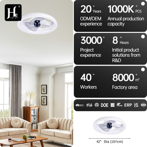 Ventilador de techo inteligente de 19.7 pulgadas con luz, 6 velocidades, 3 colores, control remoto, temporizador, para sala de estar y dormitorio, con ventilador y luz LED - Product Image 4