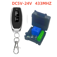 Control Remoto Inalámbrico Universal de 433Mhz, Interruptor de CC de 5V-24V, Módulo Receptor de Relé de 1 Canal, Transmisor RF, Control Remoto de 433Mhz