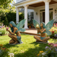 Statue géante artistique contemporaine en bronze, décoration paysagère extérieure, sculpture énorme en métal coulé, homme assis réfléchissant