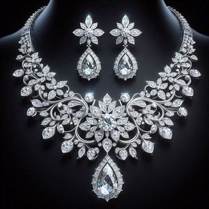 Aiguille en argent 925, boucles d'oreilles en zircon d'or blanc pour femme avec cygne et fleur incrustée de diamants - Product Image 5