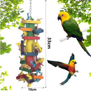 Juguete Colgante de Madera Multicolor Natural para Loros, Aves y Maracas, con Cuerda de Cuero y Bloques de Madera, Juguete Columpio para Masticar - ¡Venta Caliente! - Product Image 2