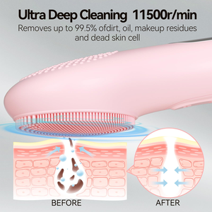 Nouvelle version améliorée Brosse nettoyante et chauffante électrique pour le visage Appareil de beauté Brosse exfoliante en silicone pour le nettoyage du visage - Product Image 3