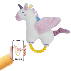 Jouets en peluche pour nouveau-nés à manivelle, avec motifs de licorne de dessin animé, adaptés à la mastication et à la stimulation des gencives, vente en gros - Product Image 2