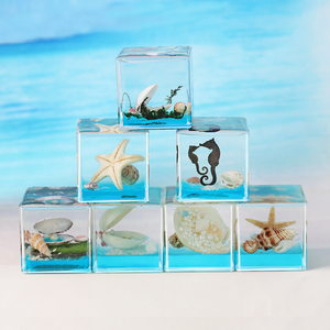 Prensapapeles de Resina Acrílica con Animales Marinos en su Interior, Cubo de 4 cm, Concha, Estrella de Mar, Caballito de Mar, Decoración, Adornos de Escritorio - Product Image 2