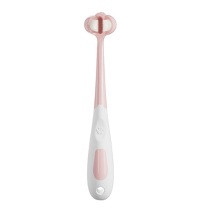 Brosse à dents 3D à trois faces pour enfants, poils doux, rose, format voyage, emballée individuellement pour le nettoyage des dents de bébé - Product Image 3