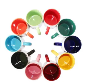 Tazza da caffè in porcellana 11oz personalizzata personalizzata per sublimazione interna colorata all'ingrosso