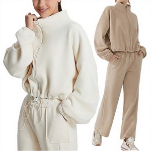 Ensemble de survêtement sportif épais en polaire respirant pour femme, coupe-vent, idéal pour le fitness et le yoga en extérieur - Product Image 3