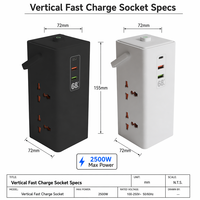 Multiprise verticale Schuko UE personnalisée avec logo, charge rapide USB-C PD, affichage numérique du compteur de puissance, 2m