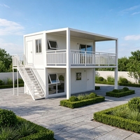 Casa Contenedor Prefabricada de Acero de Alta Calidad de 2 Pisos, Contemporánea, de 20 pies, Aislada, para Oficina o Apartamento, de Ensamblaje Rápido