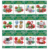 Vente en gros de décorations de Noël en aluminium Mylar gonflables avec ballons en feuille de Noël, motifs de Père Noël mignons, 5 pièces