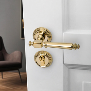 All Copper Lever Door Lock French Style Gold Finish For Interior Wooden Doors Ambidextrous Handle - Product Image 3