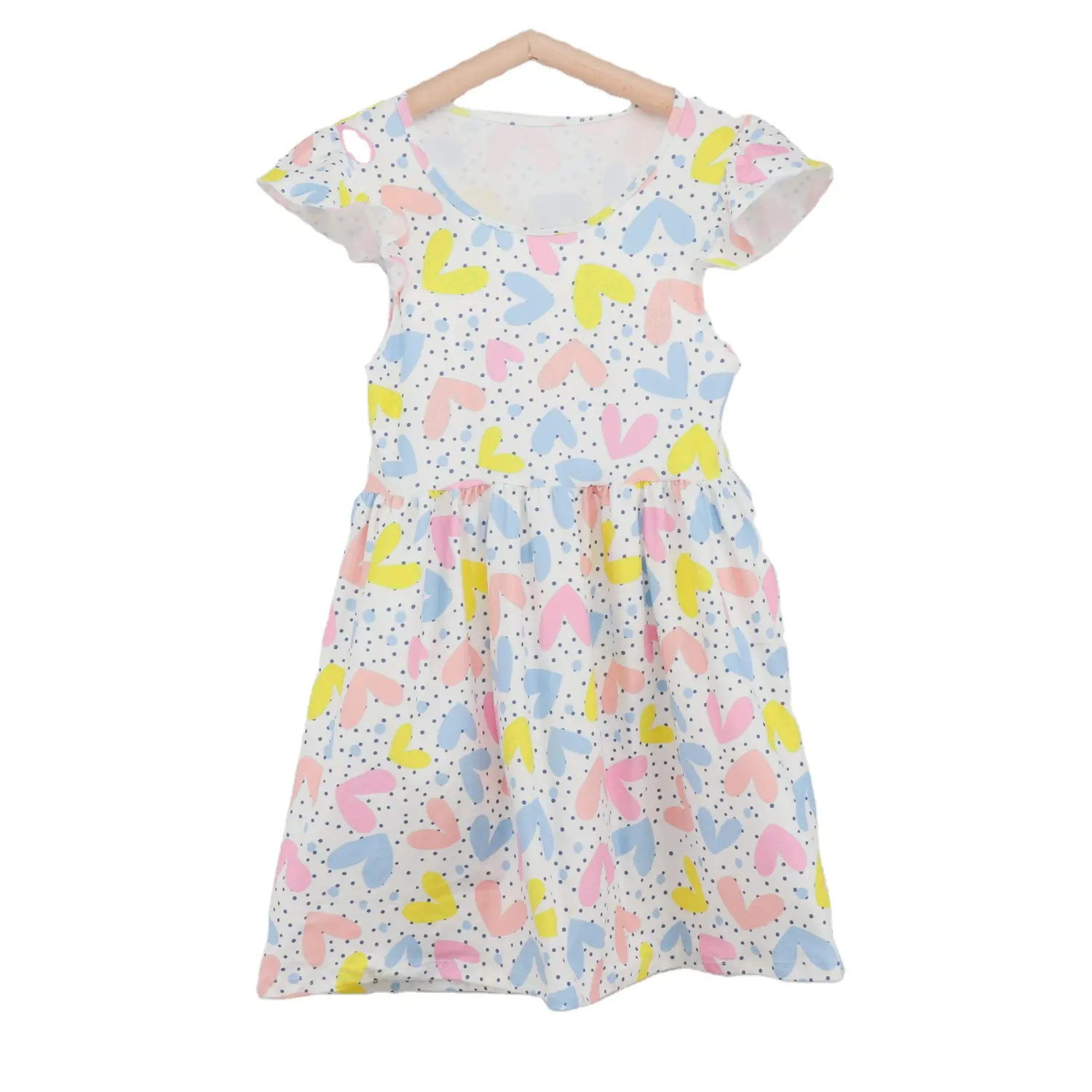 Wholesale Women Sleeveless Dress Super Soft High Quality Custom Fashion Summer Design Love Hearts Multi Color Dots Girl Dresses