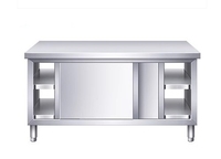 Armoires de cuisine en acier inoxydable, tables de travail, portes coulissantes, étagères de préparation modulaires, armoires verticales, restaurant