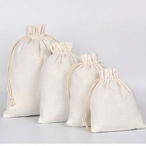 Bolsa de Algodón con Cordón y Logotipo Personalizable, 15*20cm, Reciclable, para Suministros del Hogar, Fiestas, Bodas, Manualidades, Cosméticos - Product Image 1