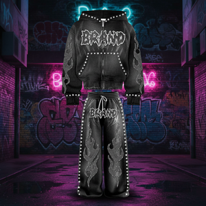 Set Sportivo Personalizzabile di Alta Qualità per Uomo Taglie Forti, Manica Lunga in Cotone, Design 2 in 1 con Paillettes, Ecologico e ad Asciugatura Rapida per l'Inverno - Product Image 1