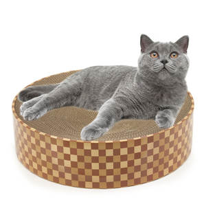 Prix de gros pour commande en vrac : Fournitures écologiques pour animaux de compagnie en papier, vente en gros usine, griffoir pour chat en carton ondulé en forme de bassin à motif damier - Product Image 1